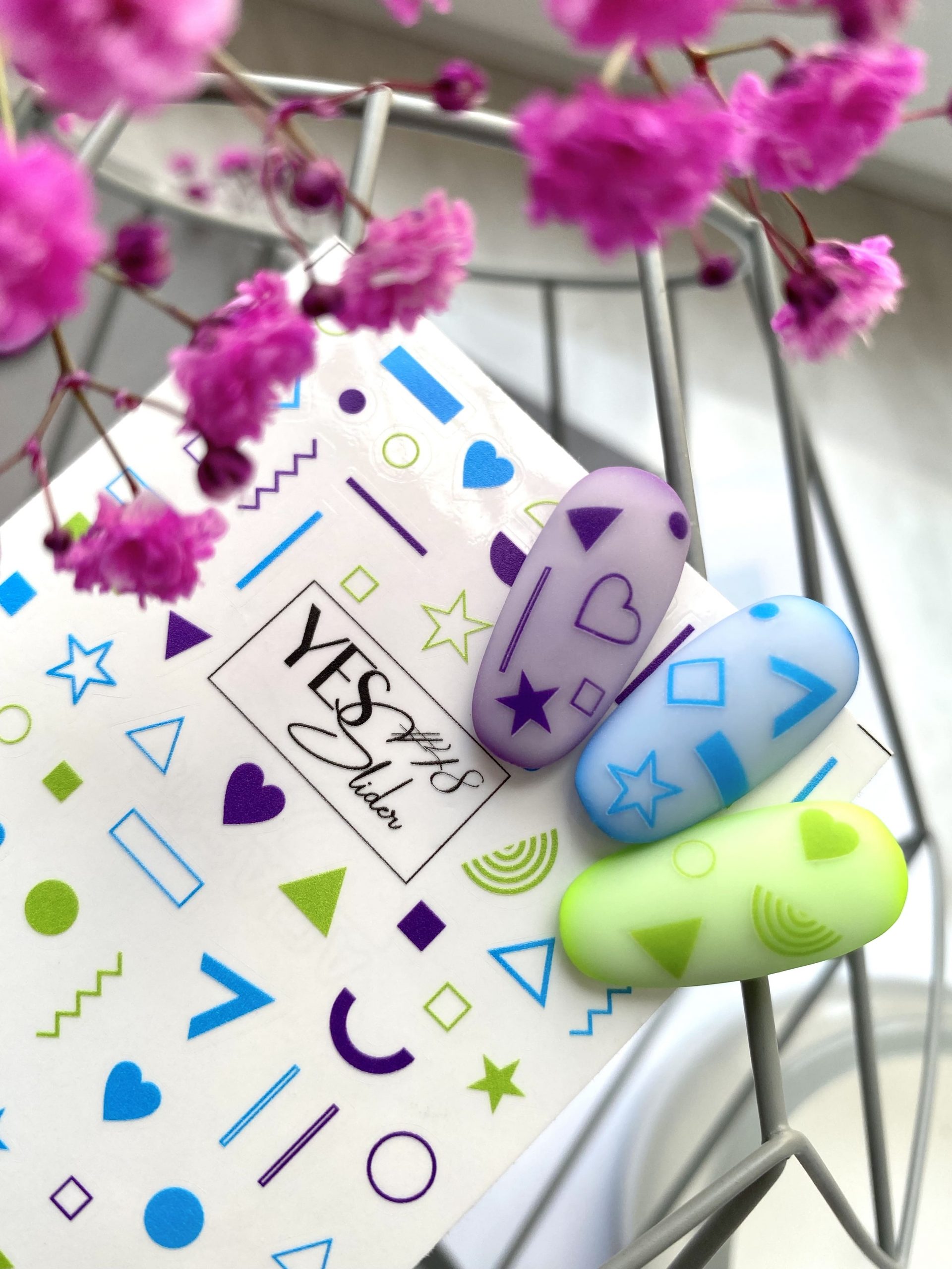 48 sticker unghie per nail art geometriche colorate yes slider