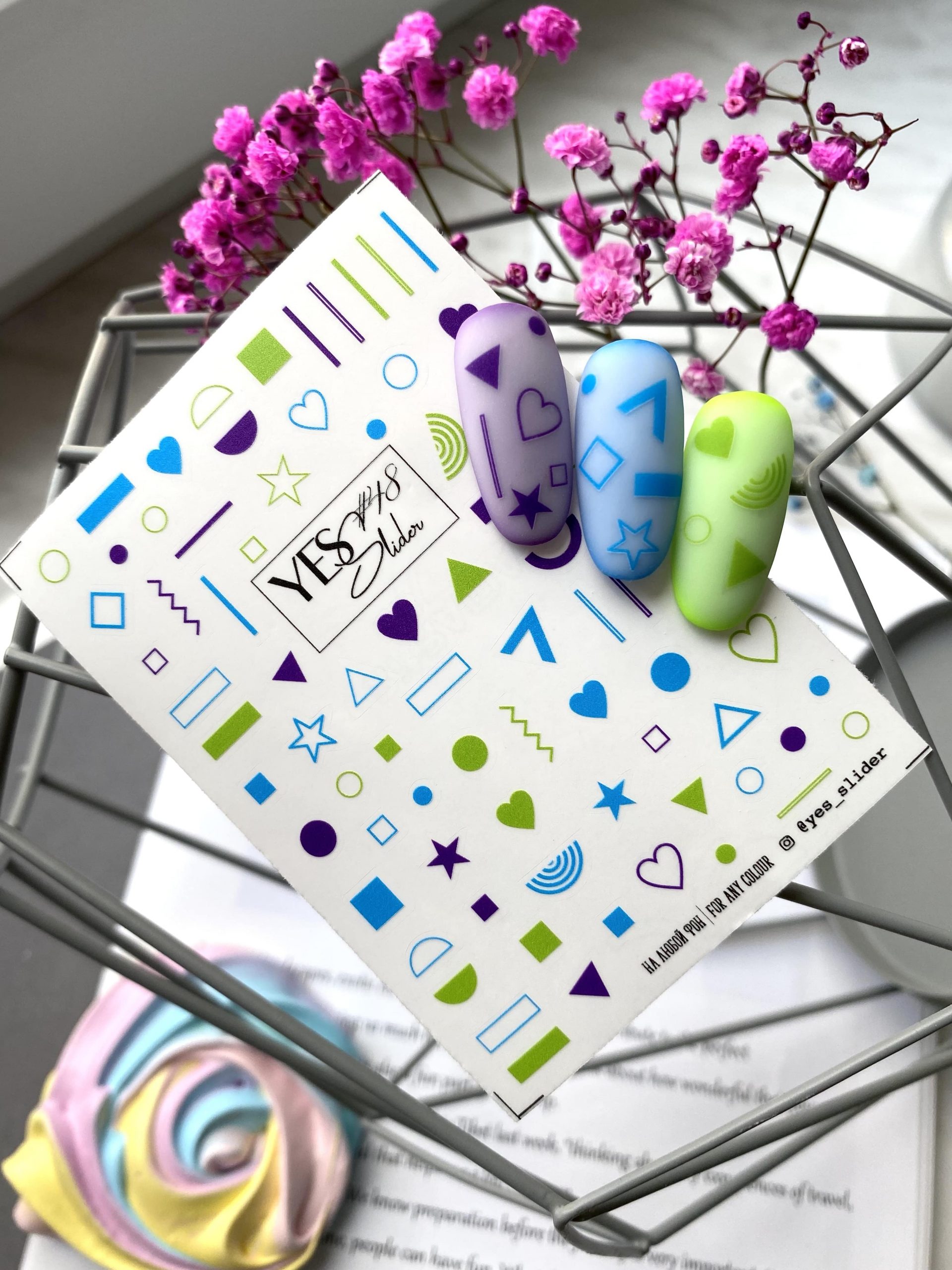 48 sticker unghie per nail art geometriche colorate yes slider