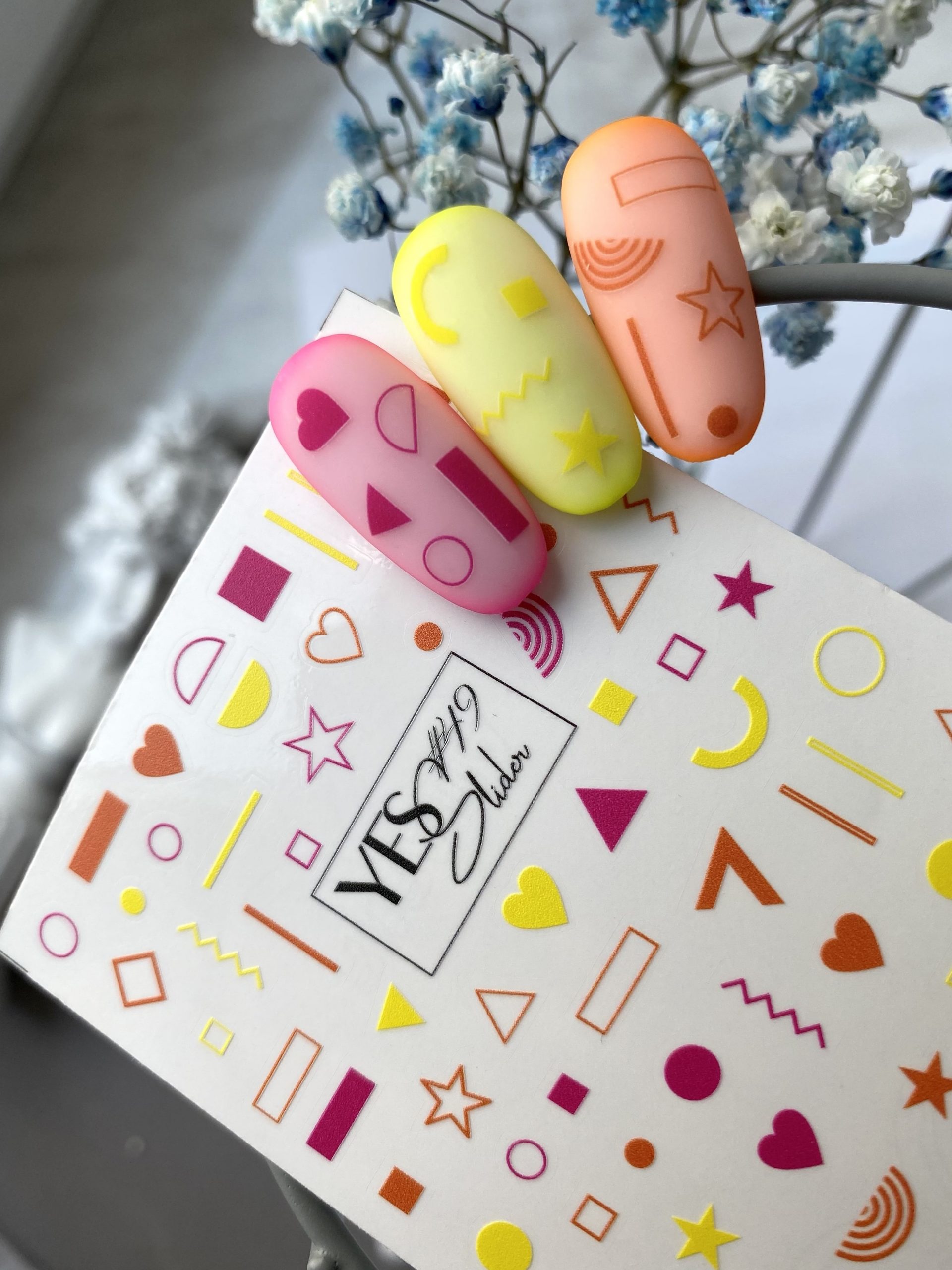48 yes slider foil di sticker adesivi per nail art geometriche colorate unghie