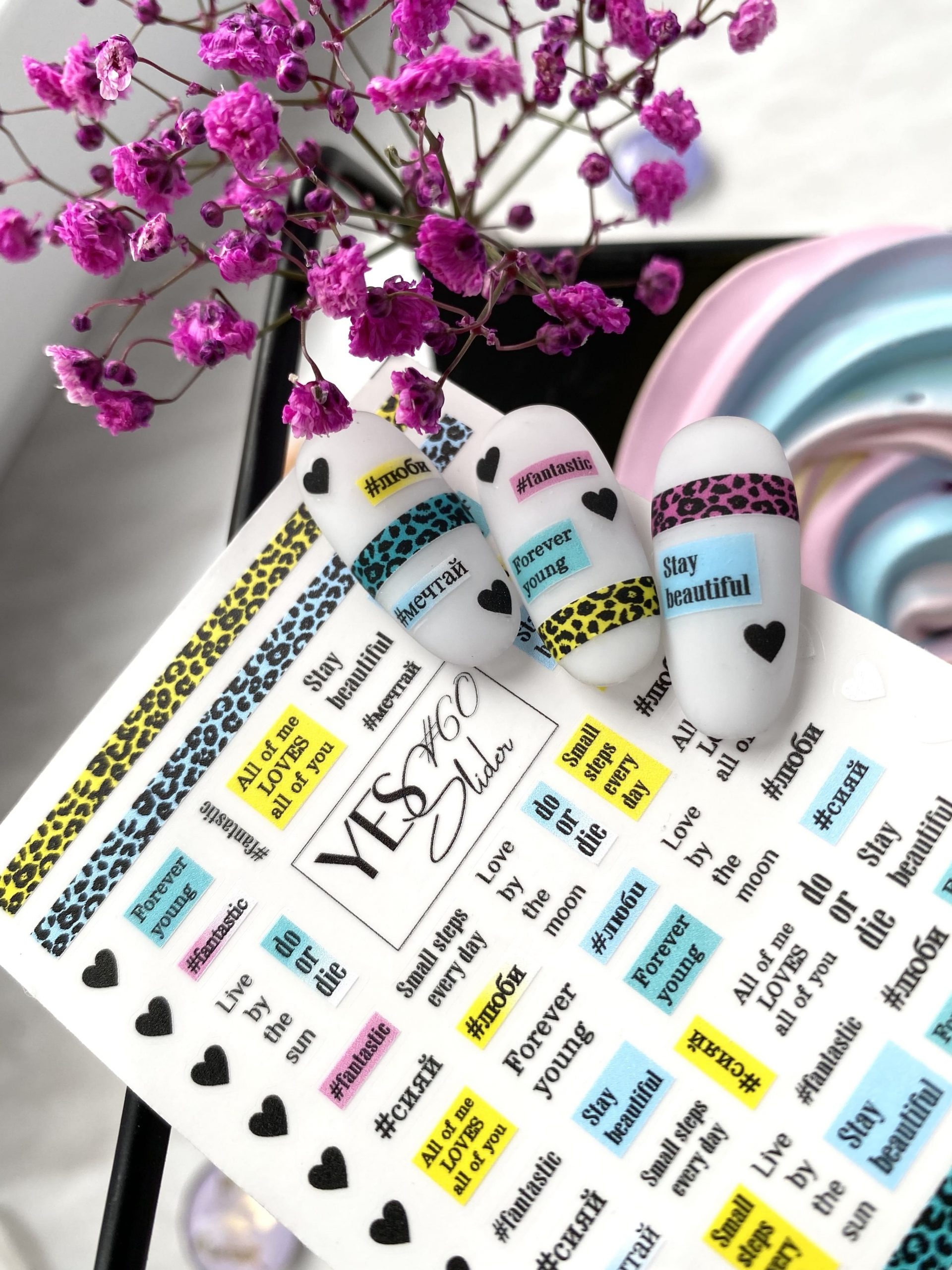 60 yes slider sticker decorazione unghie