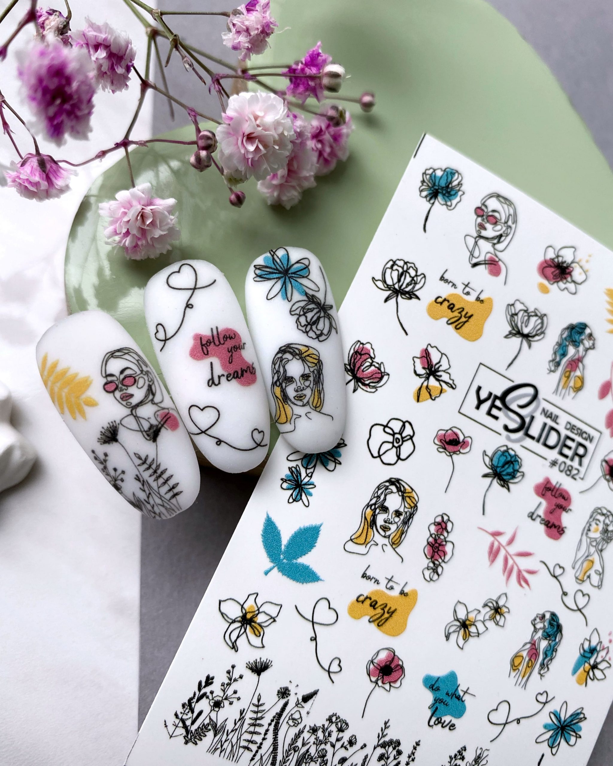 82 yes slider water decal decorazione unghie nail art