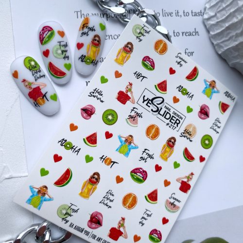 decori unghie frutta facile con water decal